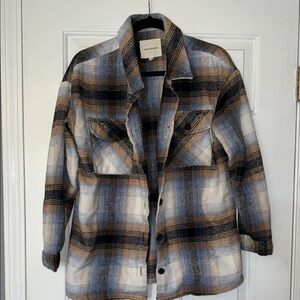 Thread & Supply Blue and Brown Plaid Shirt Jacket